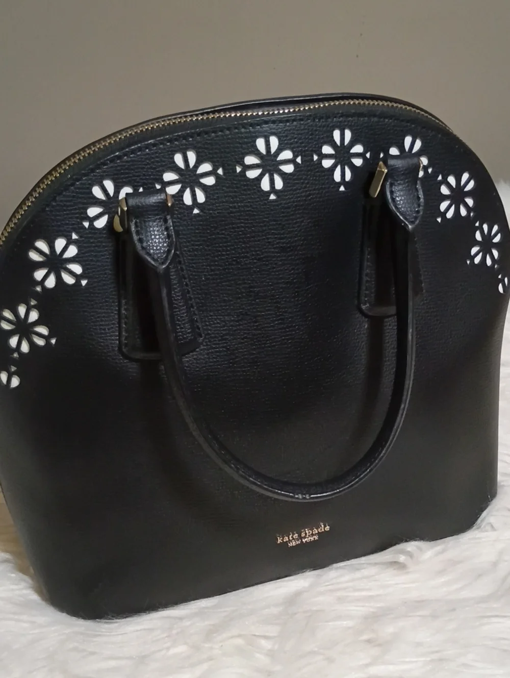 Kate spade Sylvia Lrg domed satchel perforated floral eyelet design